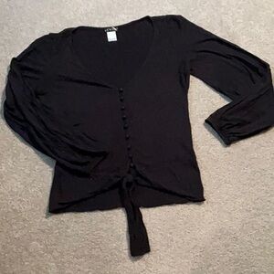 Venus Black long Sleeve Tie Front Blouse